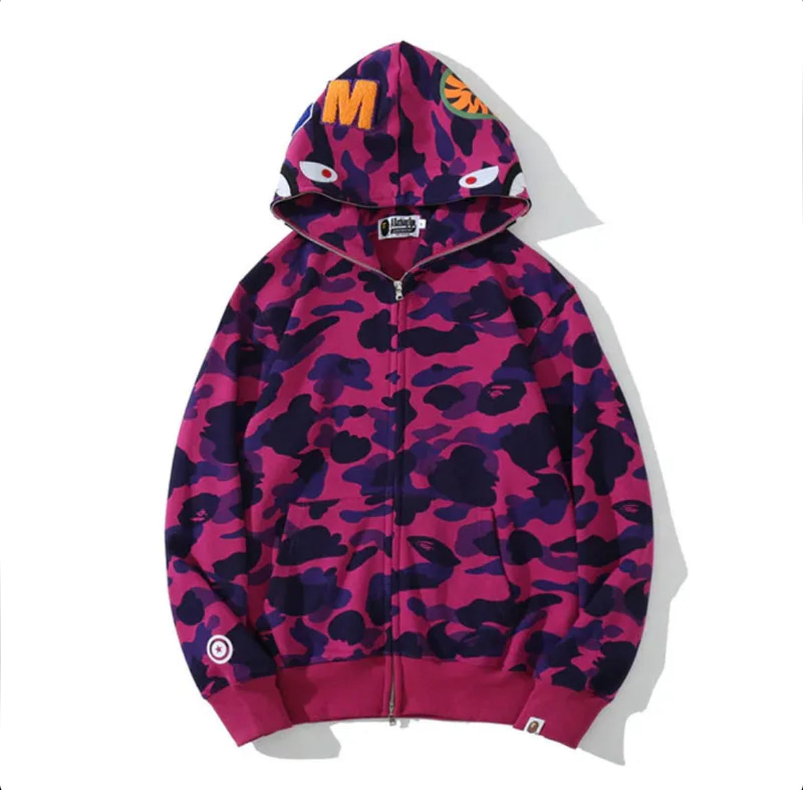 A Bathing Ape Camouflage Purple Bape Shark Full Zip Hoodie